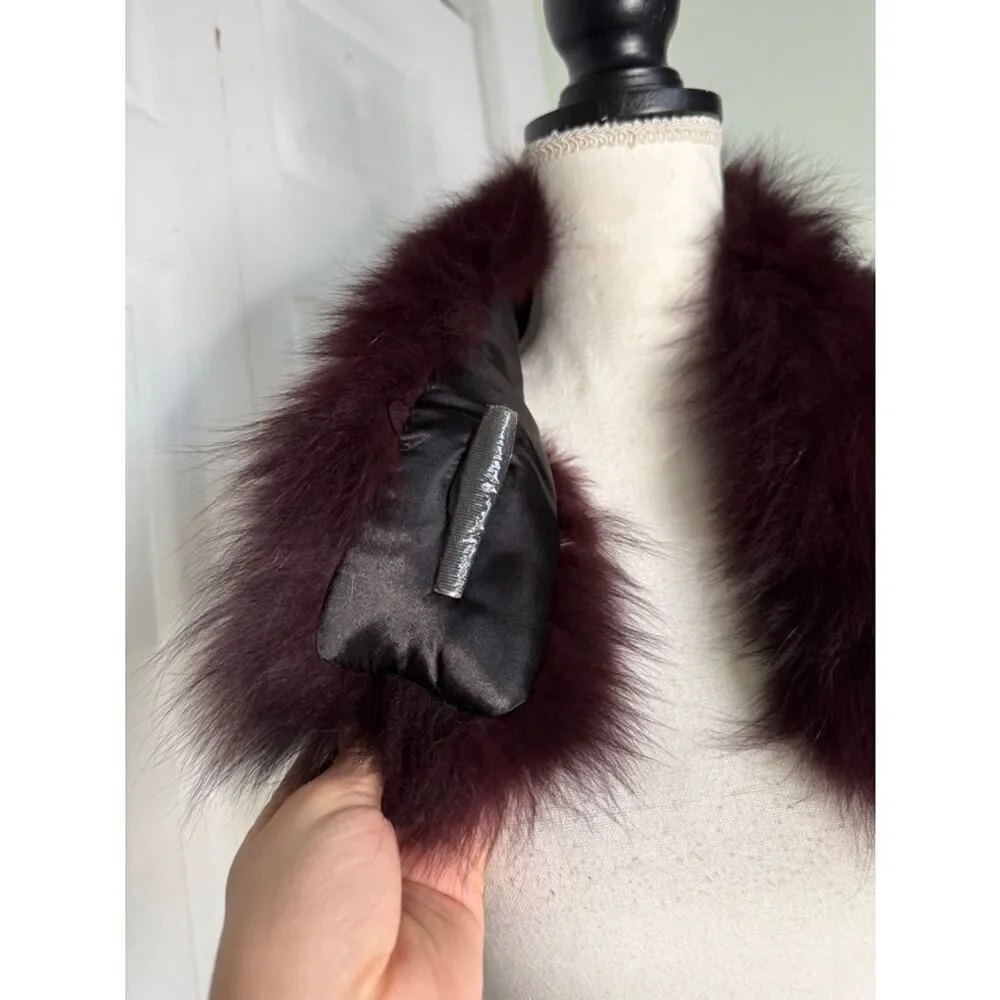 Y2K Adrienne Landau Plum Fox & Rabbit Fur Collar in Excellent Vintage condition